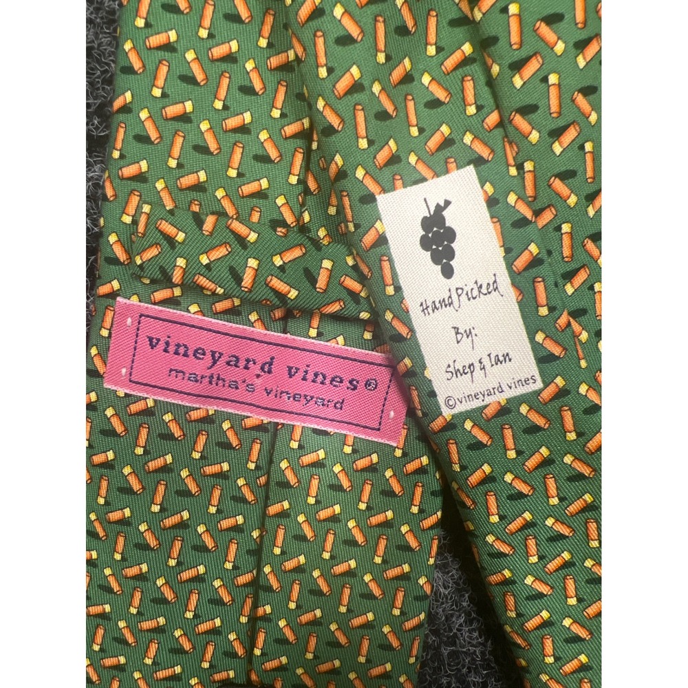 Vineyard Vines Tie Mens OS Green Shotgun Shell Silk Hunting Preppy Accessory